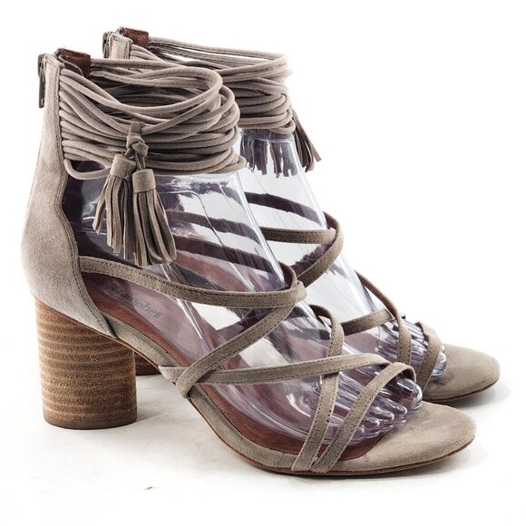 JEFFREY CAMPBELL Despina Strappy Sandal In Taupe Tassels - Picture 2 of 11